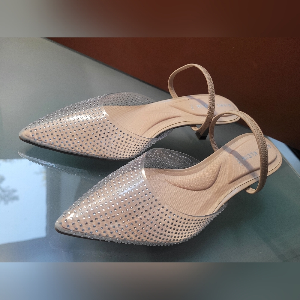 Anne Klein Elegant Beige and Clear Women's Kitten Heels NWOT